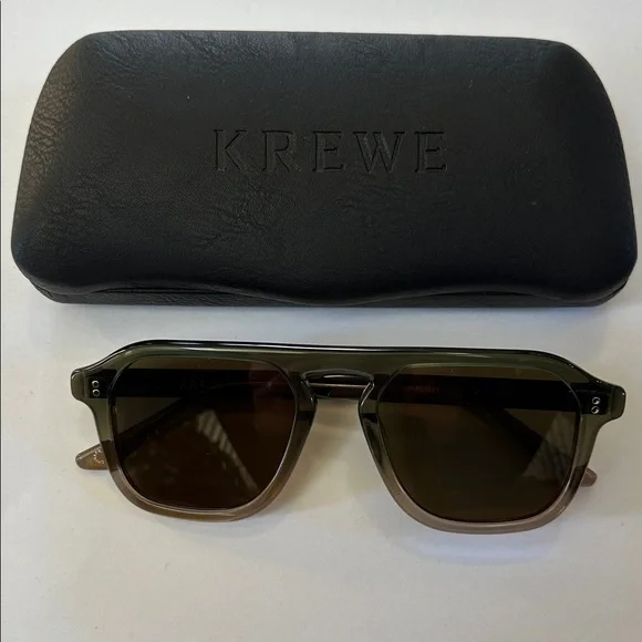 KREWE Zander Green Gradient Unisex Aviator Sunglasses + Case - Picture 6 of 6